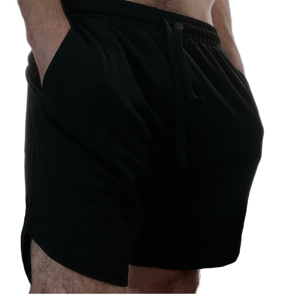 Mens Black Athletic Running Gym Shorts Elastic Drawstring Size M